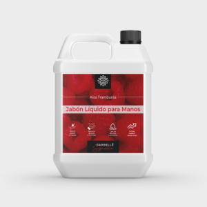 Jabón Líquido para Manos Antibacterial Hidratante Hands Liquid Soap Moisturizing Aroma Aloe-Frambuesa Refill Presentación 5 Litros